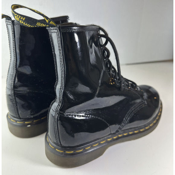 Doc Dr. Martens Shiny Patent Leather 1469 Boots Black Lace Up Women's Size 9 - Picture 14 of 16